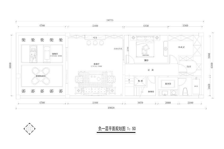 负一层平面图 负一层平面图